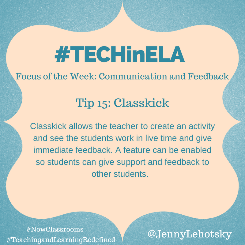 JennyLehotsky's tweet photo. Day 16: #TECHinELA Use @Classkick to give immediate, timely feedback.
https://t.co/BAvWlMDnjE
#TeachingandLearningRedefined #Nowclassroom https://t.co/I6dFlQL7a9
