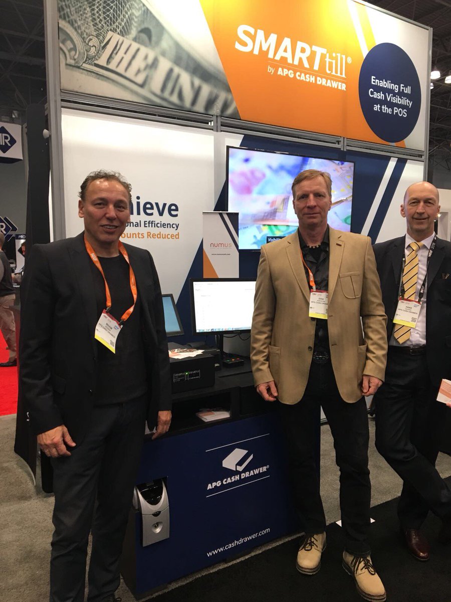 apg_solutions's tweet photo. There's only one hour left of #NRF2018! Stop by and visit the @NumusCash team in booth #2669 for a #SMARTtill Solution demo. #CashManagement #partners https://t.co/0STMEqDBO2