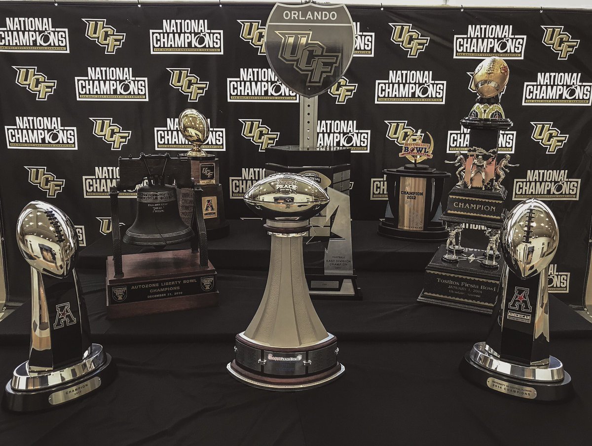 UCFKnights's tweet image. Won’t be hard to smile when you’re standing with these tonight 😁