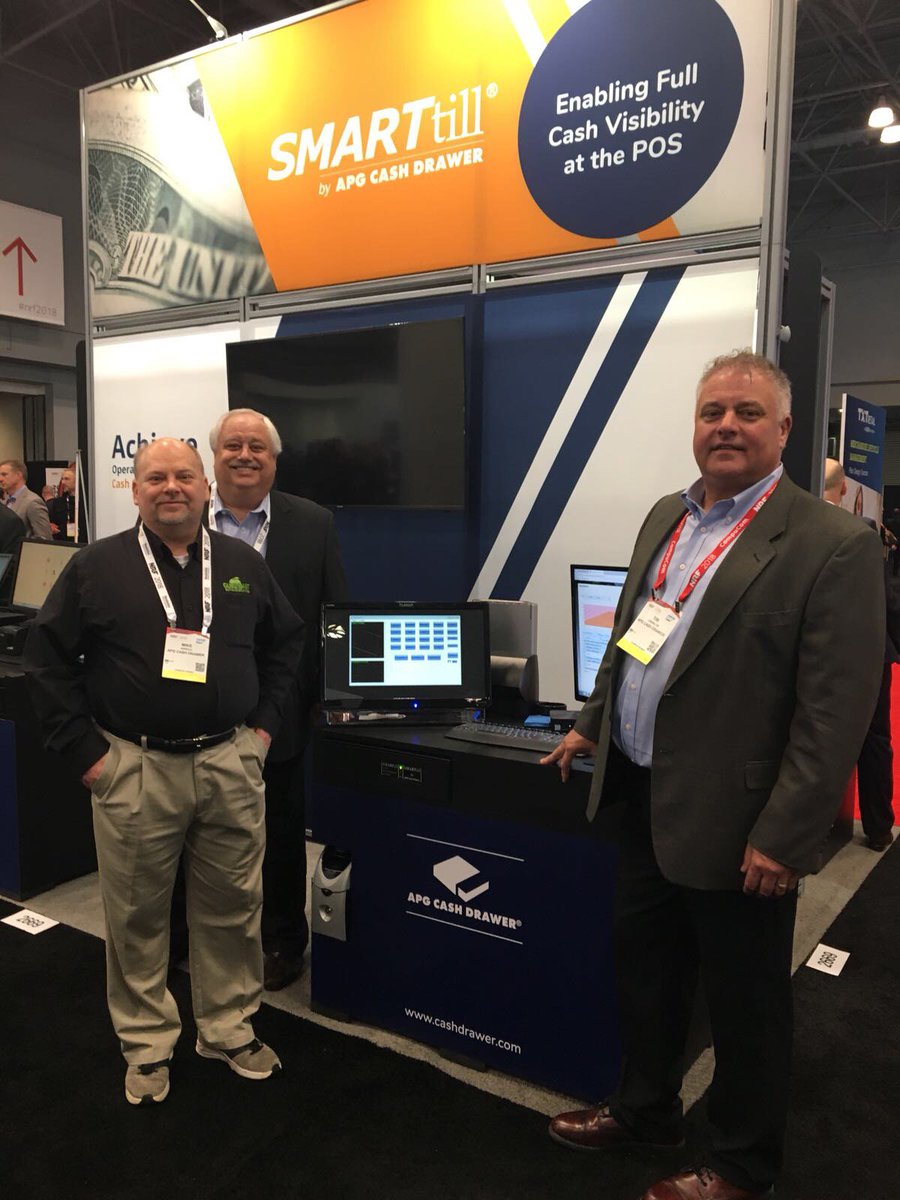 apg_solutions's tweet photo. Complete cash visibility at the POS? Come see a demo of the #SMARTtill Solution with Gulfcoast Software. Only one hour left of #NRF2018! #CashManagement https://t.co/ZocRlFhM86