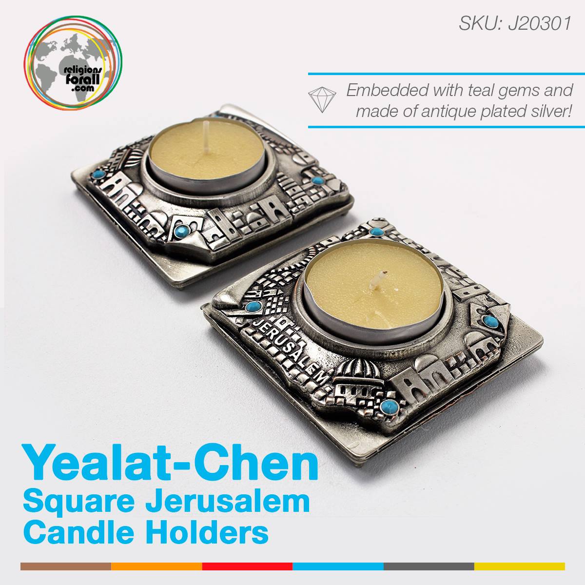Religionsforall's tweet photo. Yealat-Chen Square Jerusalem Candle Holders

Square City of Jerusalem candle holders embedded with teal gems and made of antique plated silver. A perfect gift for the holidays or for Sabbath. Get yours here 👉👉 https://t.co/iLfXAxgH85

#ReligionsForAll #Jewish #Web #Shop https://t.co/YvnmU4l4CP