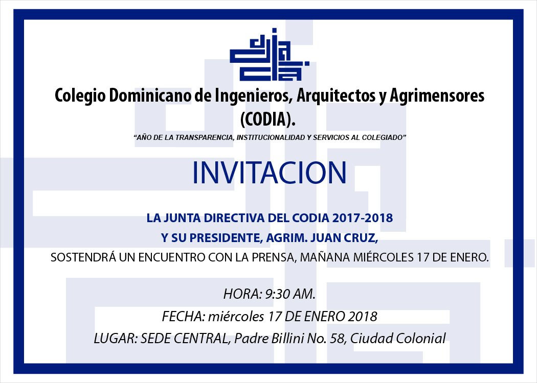 CodiaCentral's tweet photo. El #CodiaRD sostendrá un encuentro con la prensa para tratar la problemática con los contratistas del #MINERD. Mañana miércoles 17 de enero, a las 9:30 A.M., en la sede central.
#CodiaTrabajando #DefensadelColegiado https://t.co/iM0eBiet3f