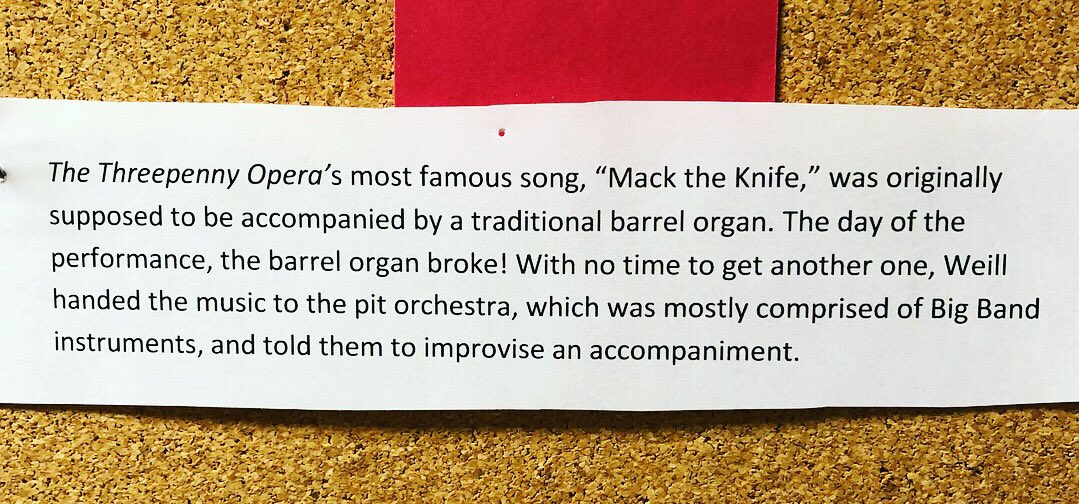 BostLyricOpera's tweet photo. What!!! π― Insane #threepennyblo trivia π€
.
.
.
#Weill #thethreepennyopera #operatrivia #macktheknife #barrelorgan #bigband #operafacts #operahistory https://t.co/odepuf3vft