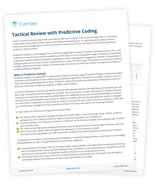 everlaw's tweet photo. Upgrade your tactical review strategy with predictive coding: https://t.co/0u04mvqVcS https://t.co/9sy0JBeyou