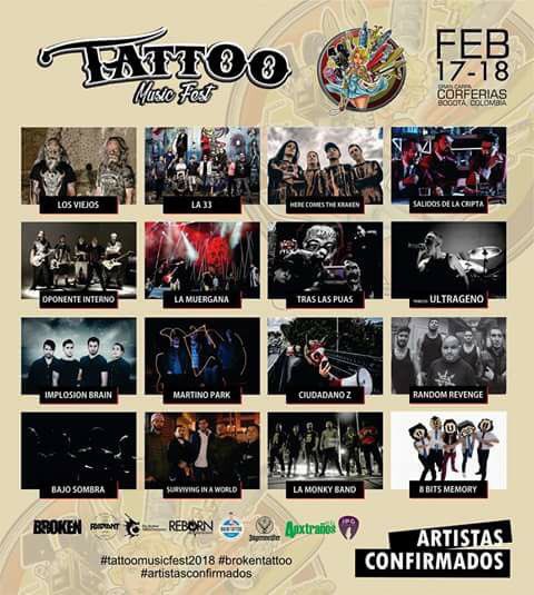 #EventosNacionales 

El Tattoo Music International Fest llegá con un gran cartel este año, una mezcla de generos...
Los esperamos este 17 y 18 de febrero en la gran carpa de Corferias...

#rockincolombia #RockInc #Salsa #Metal #Rock #HardCore #Nacional #Internacional