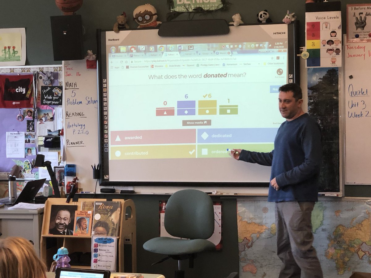 HeathAngelbeck's tweet image. It is like a game show in @mrjeremystone‘s class when he uses @kahoot.  A game show with learning and instant assessment feedback. #HuskyLearning #vpsitf