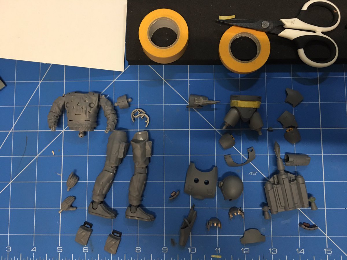 ModelbuildStar's tweet photo. #StarWars #Bandai #BobaFett something a bit different for this guy , prototype armour . Sub assembly's, primed ,armour painted with undercoat aluminium for chips/scuffs https://t.co/sT8UdS3swO