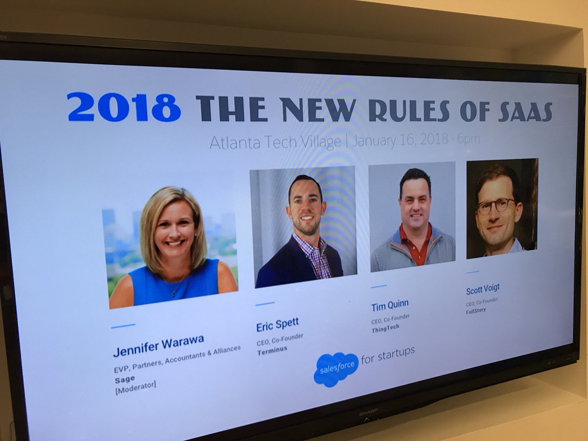 jenniferwarawa's tweet photo. At @ATLTechVillage getting ready for our @salesforcestart panel on the ‘New Rules of #SaaS’ - it’s going to be awesome! #Atlanta #tech #startup https://t.co/yUYsPq8M76