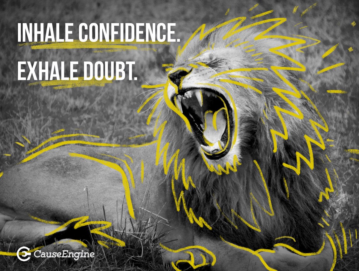 CauseEngine's tweet photo. Becoming a Leader doesn’t always just happen, you have to work at it, everyday.  Be a leader- inhale confidence, exhale doubt. #bealeader #motivation #quote #lion #leader #startup #founder #confidence https://t.co/06rsazob1L