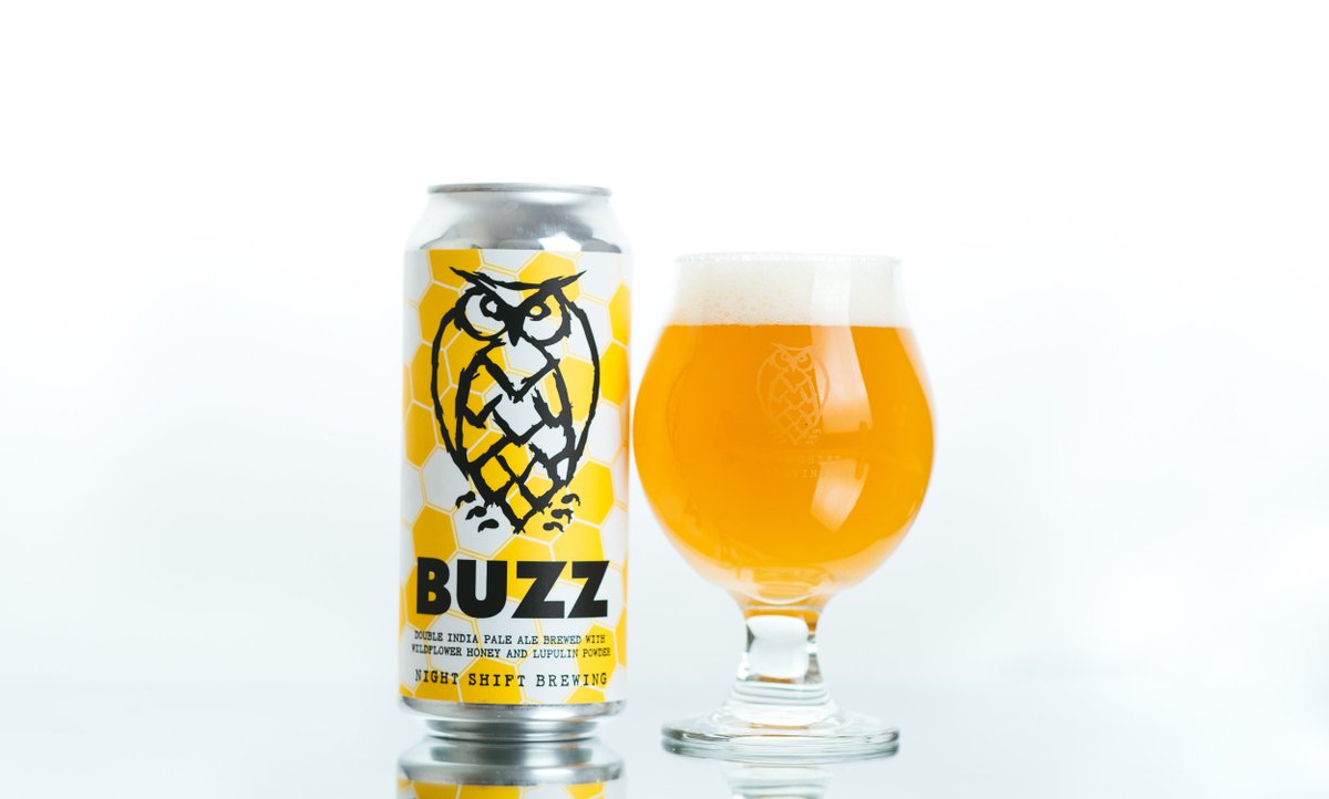 We couldn't bee happier that more Buzz is on the way! Last fall's small batch of this double IPA with honey and Lupulin powder was a hit, so this time around we're making a heck of a lot more. Hitting Taproom 1/30 and stores the week of 2/5 via <a href="/nsdistro/">Night Shift Distributing</a>. #NSBCanRelease #DIPA