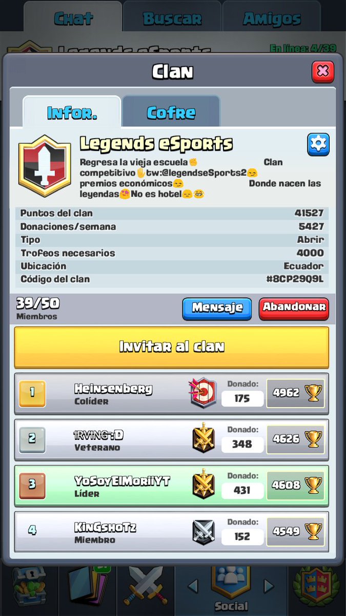 Estamos buscando jugadores de 4.300 copas
Para el competitivo y ladder
Requisitos del competitivo  
+17 victorias 
+5k en desafios
Los esperamos hoy noches hay mas pruebas😍👌
Rt <a href="/AtomClic/">AtomClic</a> @e_sportslat <a href="/ccassanova1/">Cristopher "ccassanova1" castro</a> <a href="/Champagne_CR/">Champagnepapi</a>  ayuda 👌
Partido hoy alas 8pm😍