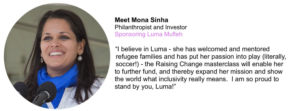 RaisingChange's tweet image. We are so excited to join forces with incredible philanthropists who are sponsoring their favorite fundraisers at social change organizations they love for the Fundraising Masterclass. Philanthropist @monanyhk tells us why she is sponsoring Luma Mufleh of @fugeesfamily: