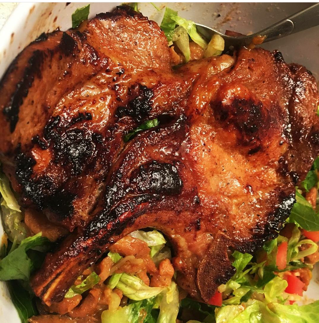 Glad the group liked chopping it up with us today it was our pleasure to please!!! #porkchop #protein #Salad