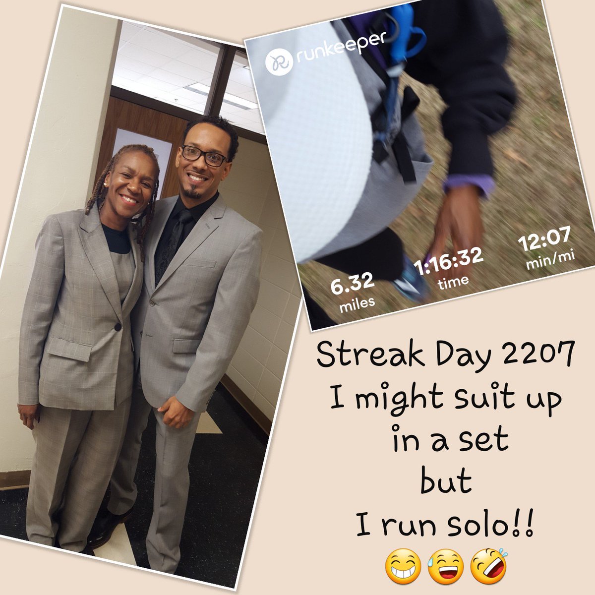 DrMarilynPhD's tweet photo. #StreakDay 2207
#whenyouaccidentlydressalike
#coworkertwins @1djkayo
#hilarious
#sciencepeople
#runtheyear2018 #YTD 86.54 miles
#2018milesin2018 #commitment #motivation #mylongestrun  #solorunner #runhappy #brooksrunning #runtheedge #philippians413 💜 #isaiah4031 #james12 https://t.co/hxURKBRmD9