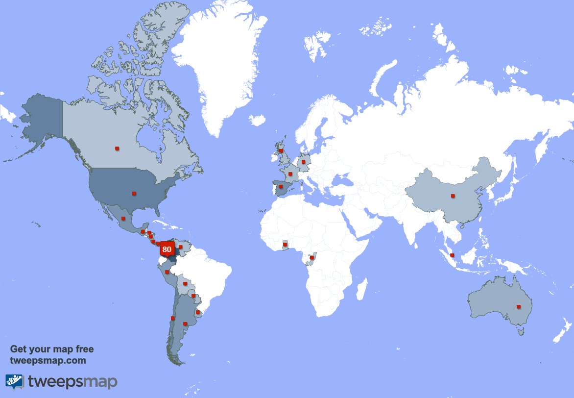 Tengo 2 nuevos seguidores, desde Colombia, y más durante la última semana tweepsmap.com/!EmprendaCo