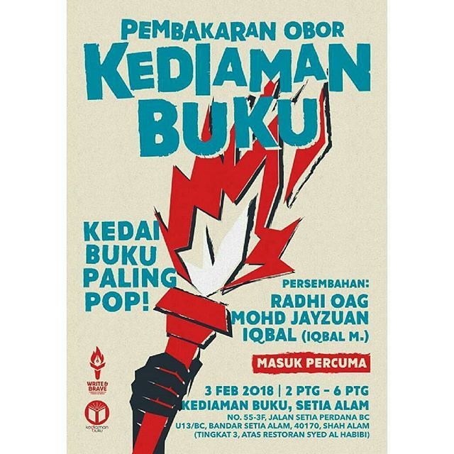 frinjan's tweet photo. @Regranned from @kediamanbuku -  Hi sahabat sekalian. 
Kami nak jemput kalian semua ke acara #PembakaranOborKediamanBuku, kolaborasi antara #WriteAndBrave dan #KediamanBuku.

Pembakaran Obor Kediaman Buku
3 Feb 2018
2 petang - 6 petang
Kediaman Buku
(No.… https://t.co/cXT8yMcp8S https://t.co/LxPOUK4cSL