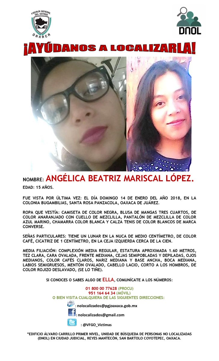 VFGO_Victimas's tweet photo. AYÚDANOS A LOCALIZARLA, @SSP_GobOax ,@Policia_GobOax ,@AEI_Oaxaca. https://t.co/FVO41ZlP9J
