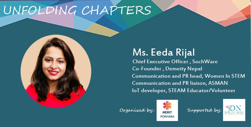 MeritPokhara's tweet photo. We'd like to introduce Ms. Eeda Rijal , a Change Maker, representing Demeity Nepal. An enterpreneur 'Unfolding the Chapters' with a promise to make it happen by 2030.
#Act4Impact SDGs https://t.co/r5xKb1HTNi