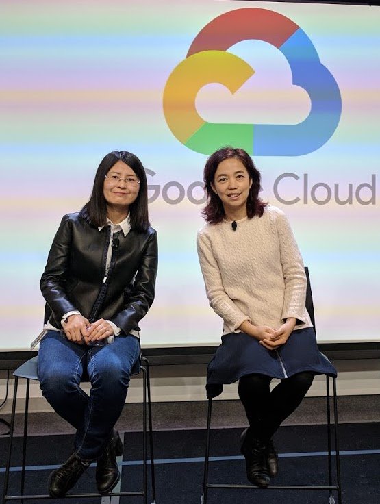 drfeifei's tweet photo. An exciting @googlecloud CloudAI product is coming live tmrw. Many months of hard work! Check our blog tmrw! We've now got more than a dozen #AI products&amp;services to help democratize AI &amp; make AI/ML easy to use for developers &amp; businesses. @lijiali_vision &amp; I at press conf today. https://t.co/o6WBlifuPj