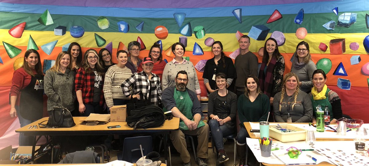 studio_art_club's tweet photo. This is what professional learning looks like in Blue Valley. π€©π So thankful to learn and share alongside these amazing elementary art teachers! #BVSDLearns #bvinstruction #kaea https://t.co/rmcU9lHaOB