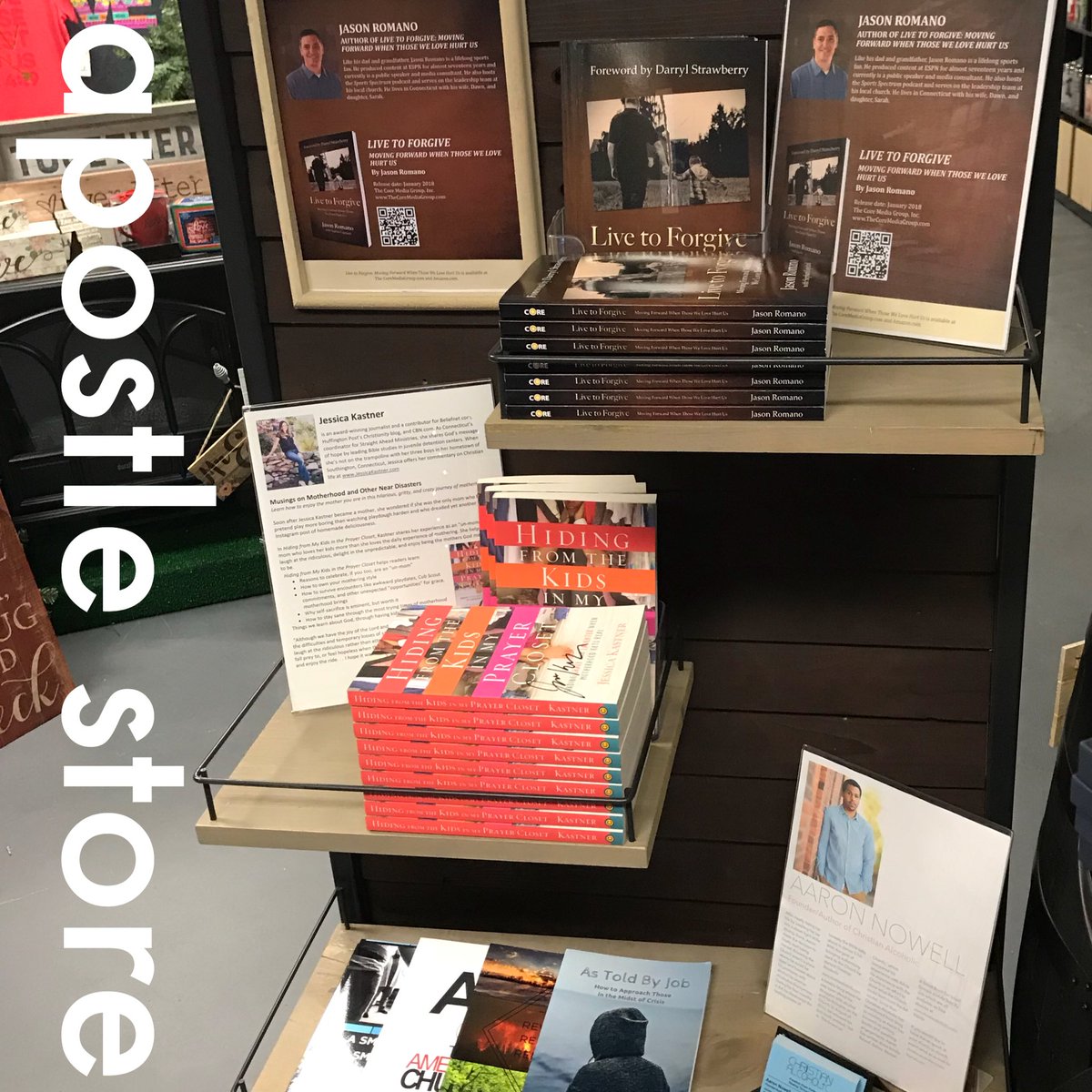 apostlestores's tweet photo. @apostlestores We have local authors from #Bristol #livetoforgive @JasonRomano from #Southington @JessKastner Hiding from the kids in my prayer closet #unmom From #waterbury @aaron_nowell @christianABV_ Watch for information on our book signing with Jason in March! #like #follow https://t.co/AH1acffMm7