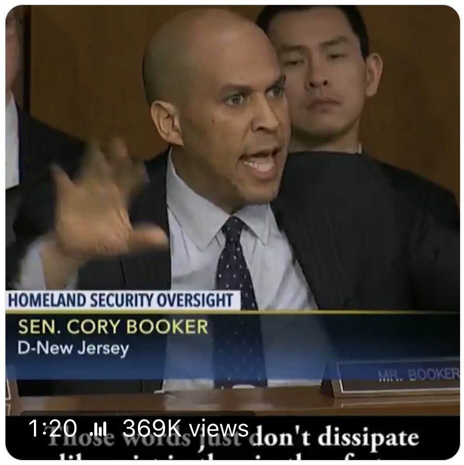 WizChadwick2's tweet photo. For days Liberals have lost their minds over the #FAKENEWS that @realDonaldTrump called Haiti a #Shithole. “Trump is mentally unfit.” Booker👉🏼”Hold my beer”

Today @SenBooker bullies &amp; berates @SecNielsen like a rabid dog foaming at the mouth. Where’s the pussyhat crew? https://t.co/OfXcYNWDLH