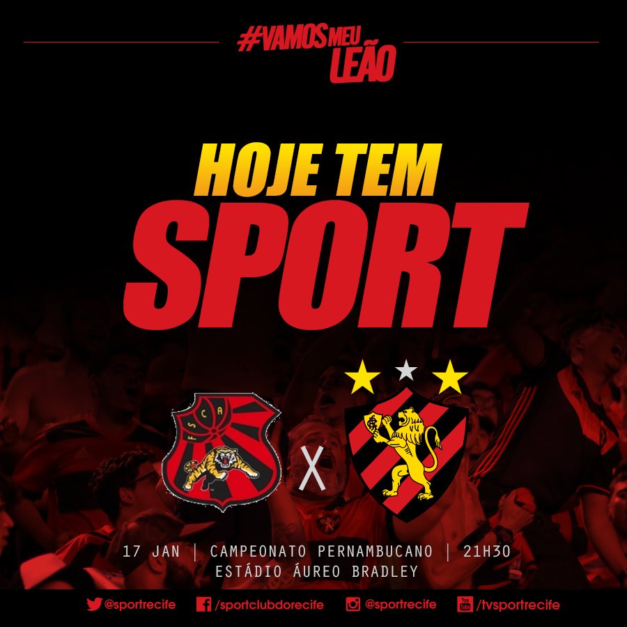 Hoje tem estreia do Leão no #CampeonatoPernambucano2018 
É dia de torcer! #HojeTemSport