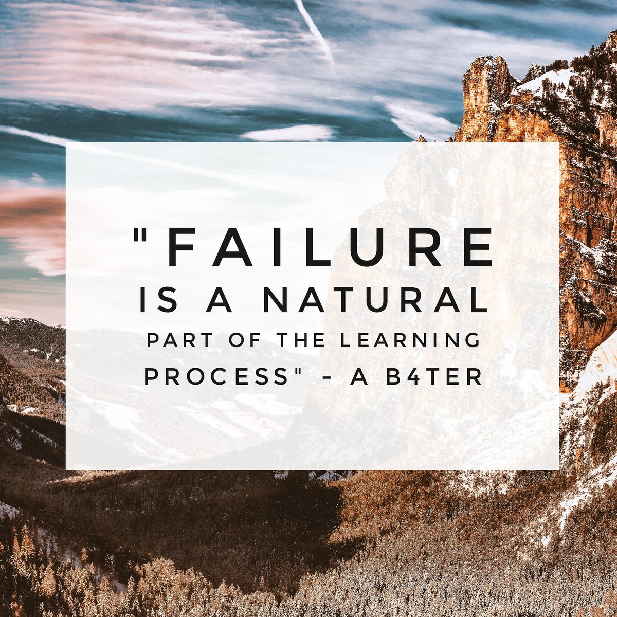 openb4t's tweet photo. "Failure is a natural part of the learning process, we try to learn from others before we repeat theirs… We find ways that work and don’t work and we keep working to find a way, or we change." - A B4Ter
#B4T #BusinessasMission #BusinessforTransformation #Business #Entrepreneur https://t.co/7oac03IvZy