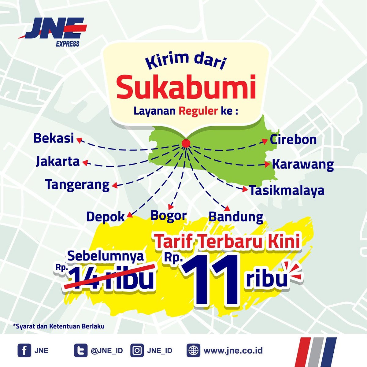 Jne Express On Twitter Kabar Gembira Kirim Paket Dari Sukabumi Dengan Layanan Regular Ke Bekasi Jakarta Tangerang Depok Bogor Bandung Tasikmalaya Karawang Dan Cirebon Kini Hanya Rp 11 Ribu Loh Info