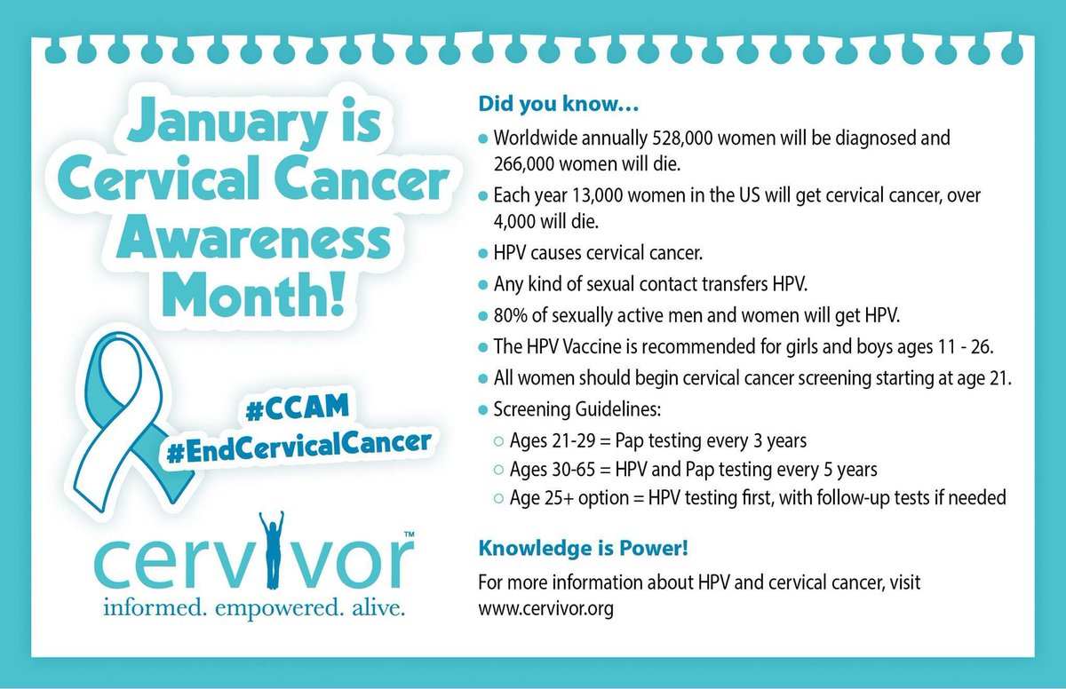 IamCervivor's tweet photo. #KnowledgeIsPower #CCAM #eradicateCC #HPV https://t.co/4VaDiLj5nL