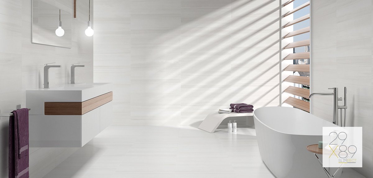 azulev_ceramica's tweet photo. Elegante, refinado y armonioso. 🔝 Así es #BiancoLasa , un mármol de tonos claros, fondo blanco y vetas grises degradadas. #SlimRect https://t.co/EoCgpf50hf