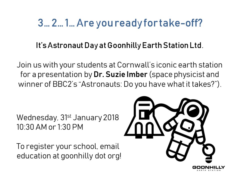 goonhillyorg's tweet photo. We are excited to host @SuzieImberSpace on 31st Jan - book a space for your school today! #space #astronaut #STEM #outreach #education https://t.co/EgqG4PTGbg