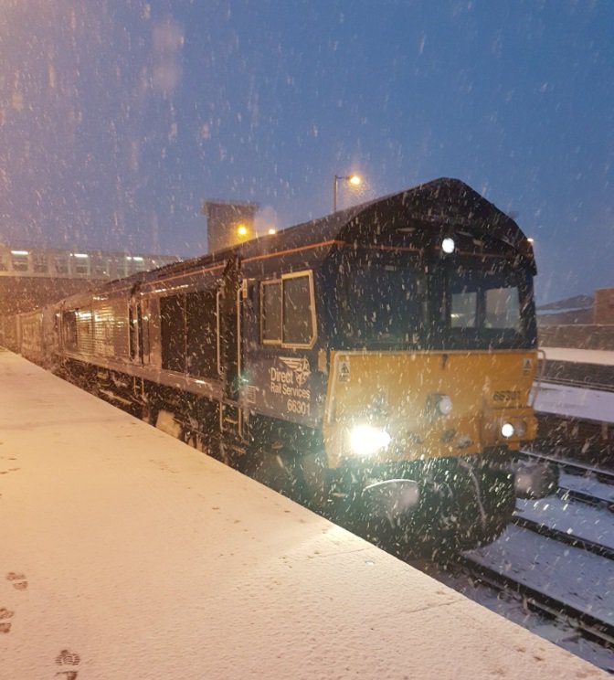 Our train driver, Claire, had a snowy but successful shift last night departing the <a href="/Tesco/">Tesco</a> service from Perth @ClaireD7743