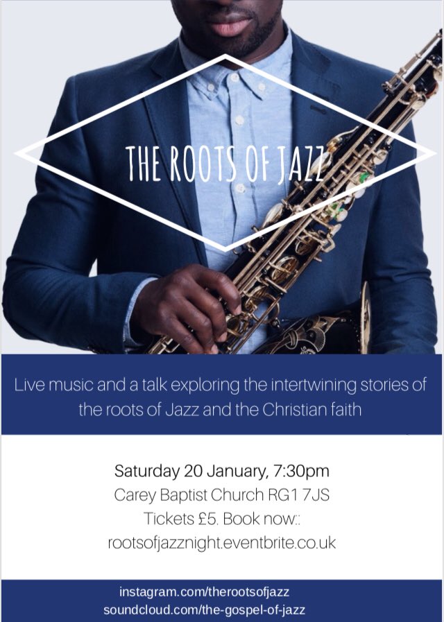 jonnoherring's tweet photo. This Saturday (20th Jan) The Roots of Jazz event is at Carey Baptist Church, Reading- book your tickets at https://t.co/Sj0lkqqe8Z @jazzberks #jazz #gospel #Reading #rootsofjazz https://t.co/I81t7lbh8I https://t.co/1e3K5KBrt0