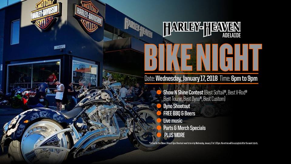 TONIGHT! Bike show @ Harley Heaven Adelaide free BBQ and drinks plus Salvy &amp; The Hired Help! Free entry! Fro 6pm #harleydavidson #SATHH #Bamblam #freeBBQ #RAd