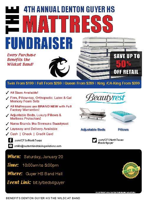 CFSNorthTexas's tweet photo. Here R details about @GuyerBand's #MattressFundraiser to RT/share with friends! #beds4guyer Please RT! https://t.co/q9NkLY8zT2