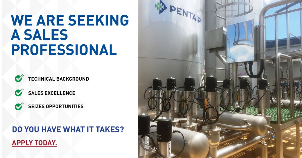 We’re recruiting for an Area Sales Manager (VIC/TAS).
Our ideal candidate is someone that has proven experience in sales and a strong technical background with Food &amp; Beverage Processing. For more information read the full job description: ht.ly/Qbpn30hM5XC #Pentair