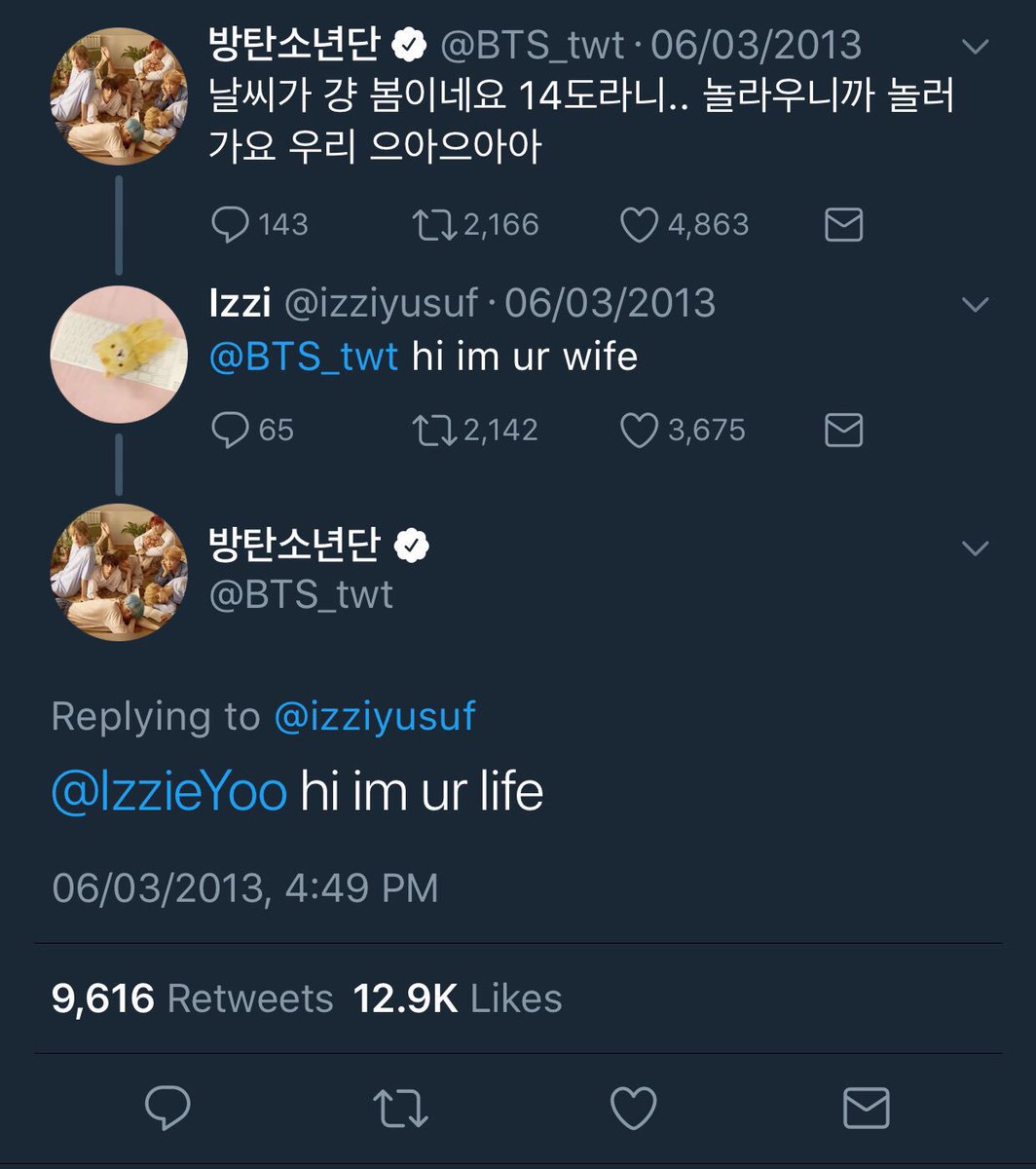 bogosheepda's tweet image. in celebration of reaching 12m here’s some iconic bts replies to armys back in 2013 #BTS12M

#BestBoyband #BTS #iHeartAwards @BTS_twt