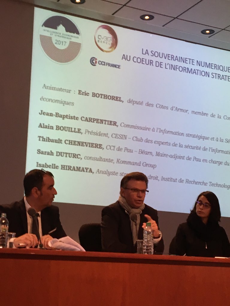 CyberCercle's tweet photo. Podcast de la table ronde du 29nov2017 « La souveraineté numérique au cœur de l’information stratégique » avec @ebothorel @alainbouille @CESIN_France @kommand @IRTSystemX @TCheneviere #RPIES @ccifrance @ege_fr @CCI_Innovation https://t.co/Kte0kL88J5 https://t.co/b0oKGzyVh0