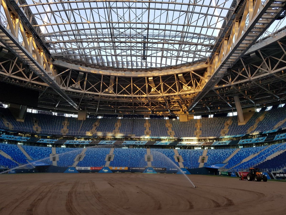 #St Petersburg, #Zenit Arena, Krestovsky Stadium. Proud to announce the installation of a <a href="/Mixtoturf/">@MixtoLay&PlaySystem</a> #layaplay #hybrid Pitch surface. 1st hybrid pitch to be grown indoors in Denmark, traveling in 22 fridge trucks across many borders. Prep FIFA World Cup and UEFA competitions.