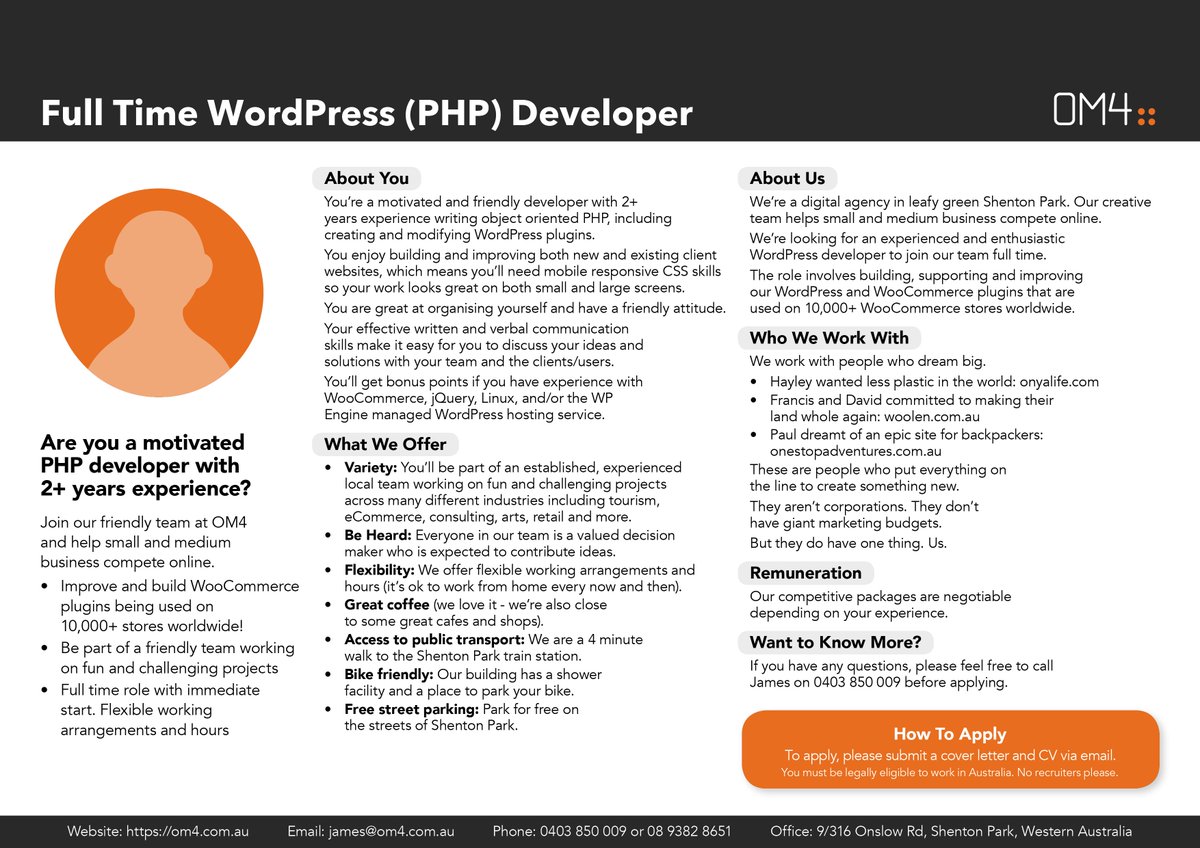 tectalicdigital's tweet image. Perth PHP/WordPress Developers: we are looking for a full time developer to join our team. Please contact James if interested. #perthphp #perthweb #perthdev #wordpressperth #webdevelopment #webdev