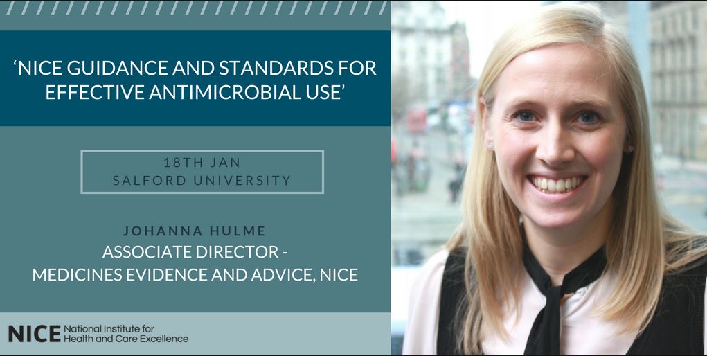 NICEComms's tweet photo. We're talking about #AntibioticResistance @SalfordUni_SPD today. Follow #InfectionConf if you can't be there in person. https://t.co/s5cDT78V8h