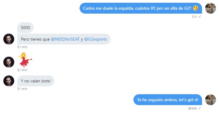 gavenssj's tweet photo. NECESITO AYUDA!
@CarlosR DICE QUE SI CONSIGO 5000 RTS, ME REGALA UNA SILLA DE G2 PARA MI ESPALDA!

RT PLEASE

@G2esports @NEEDforSEAT https://t.co/CQTru8KxjA