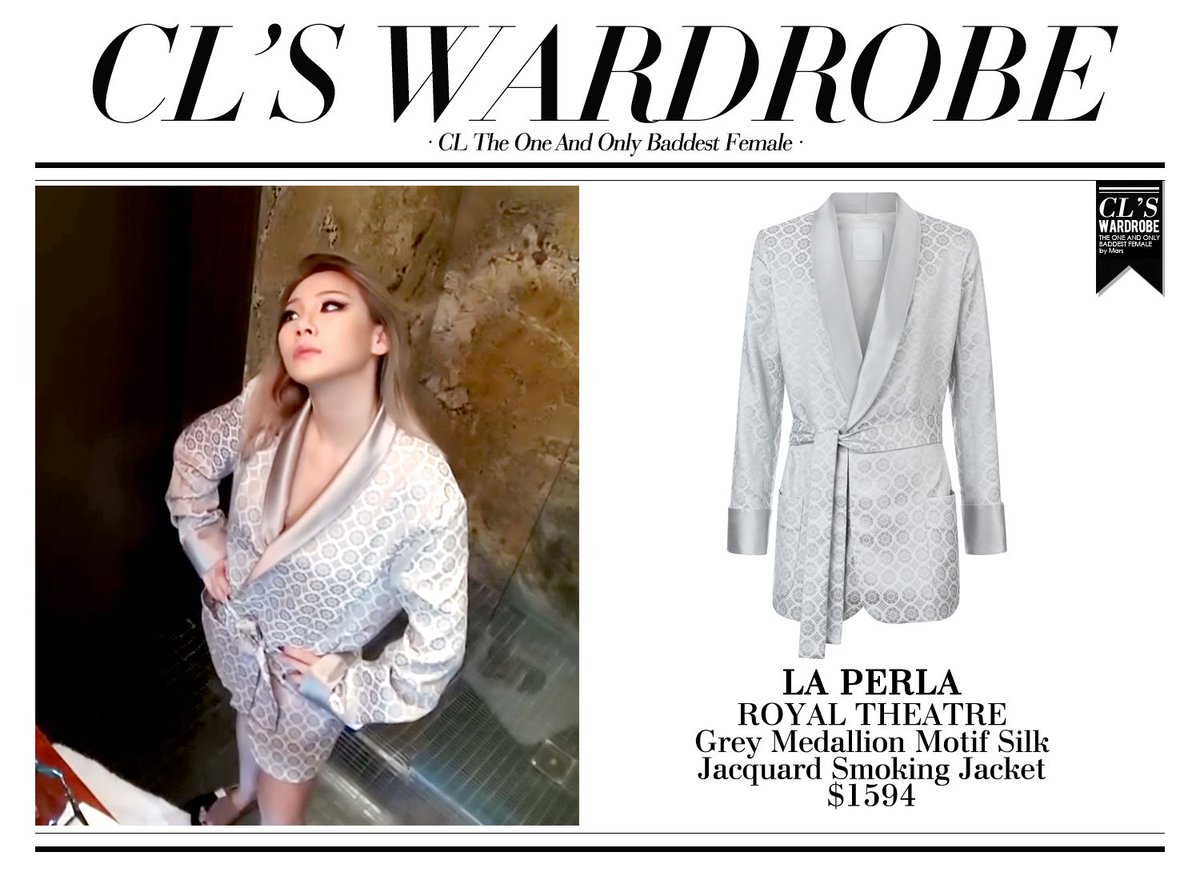 clswardrobe's tweet photo. [Style]#CL Robe：#LaPerla ROYAL THEATRE Grey Medallion Motif Silk Jacquard Smoking Jacket $1594 https://t.co/b1Lfy9nOdW