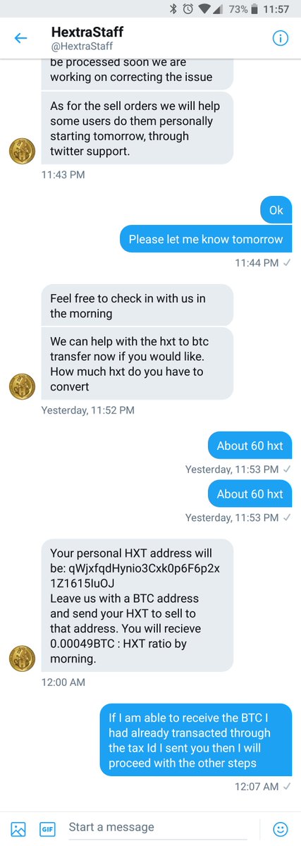 BentacularOne's tweet photo. #Hextracoin SCAM ALERT: If anyone on with the twitter handle @HextraStaff reaches out to you saying that they're part of hextra, do not send them your #HXT. It's confirmed that hextra doesn't own that handle. See the conversation below #shenanigans https://t.co/cqUylhRf17
