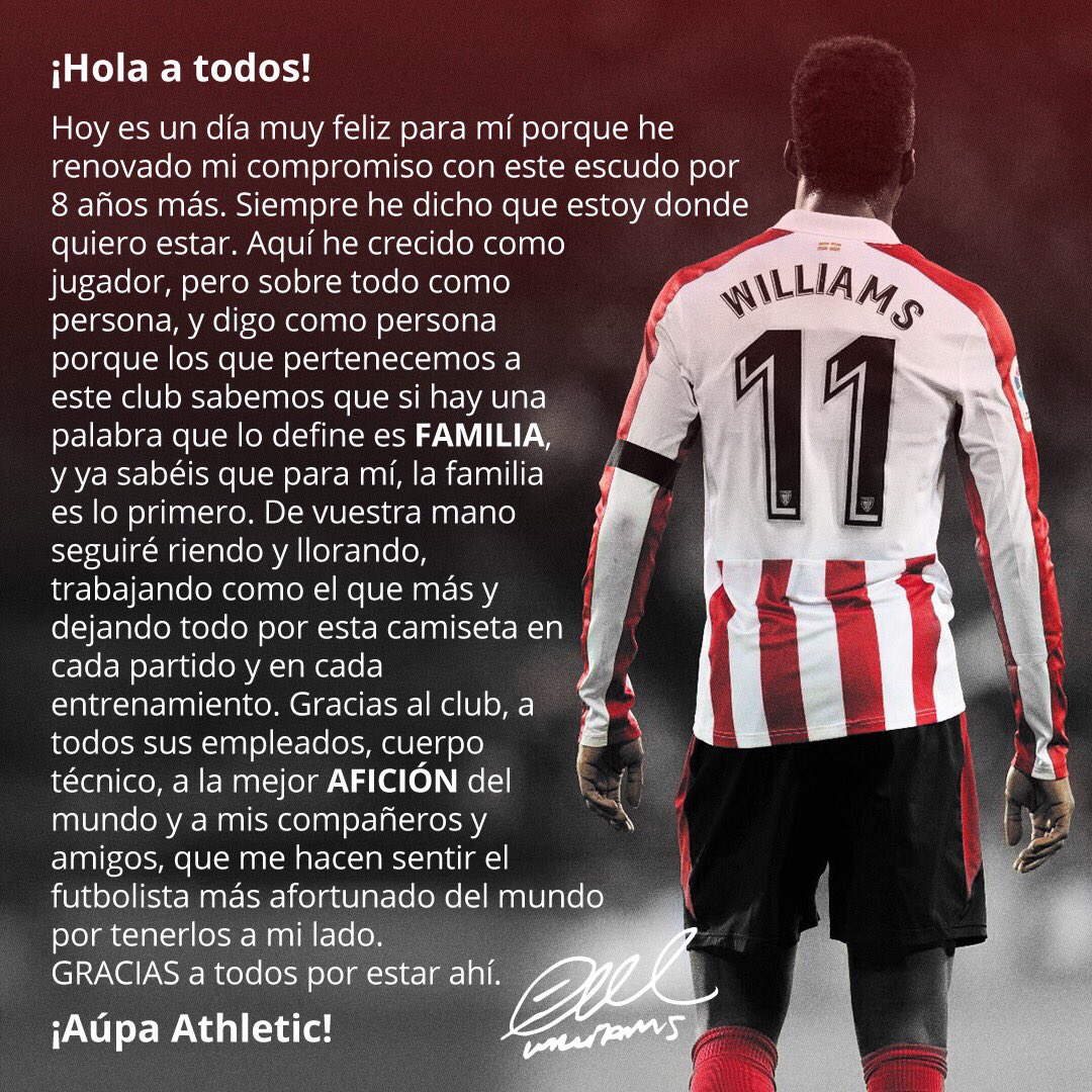 Iñaki Williams firma la renovación Athletic Bilbao con fácil los gigantes