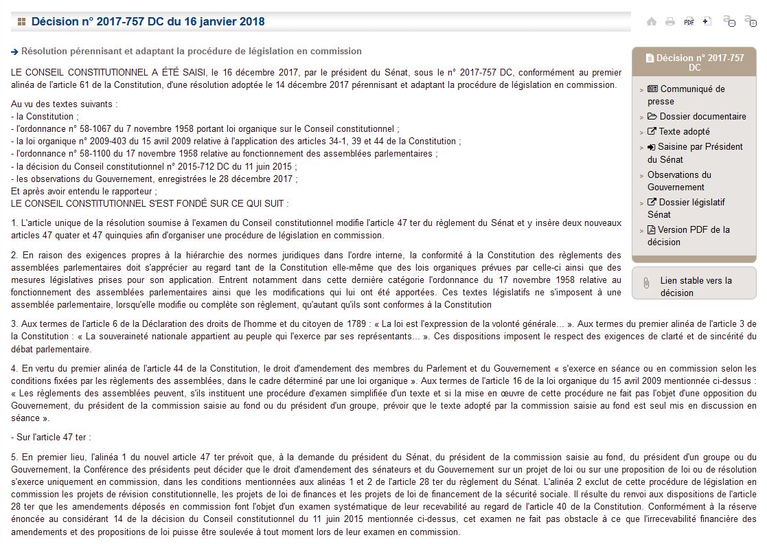 Conseil_constit's tweet photo. Décision 757 #DC [Résolution du Sénat pérennisant et adaptant la législation en commission] conformité - réserve // lien valide vers la décision https://t.co/WlnBqdx6MH https://t.co/tkWqu77aG8
