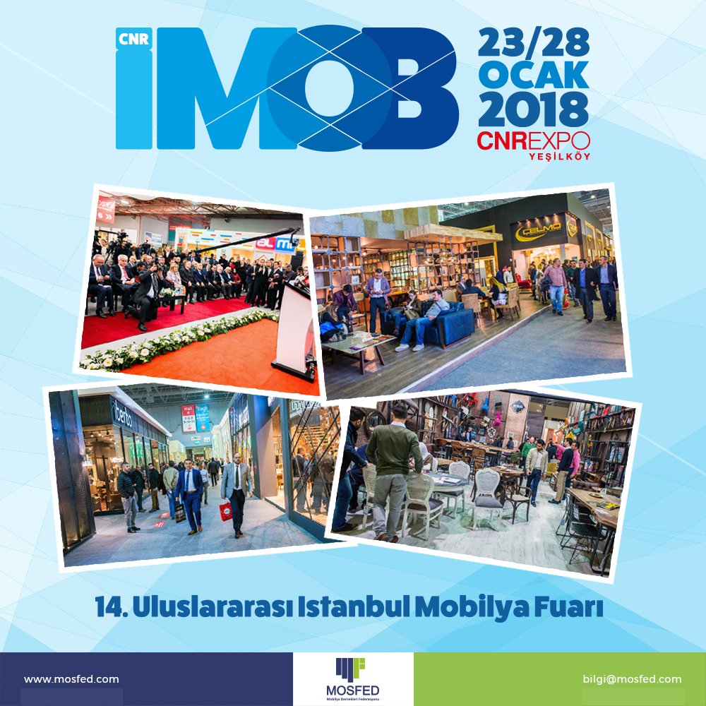 mosfedtr's tweet photo. 23- 28 Ocak 2018 tarihleri arasında CNR EXPO Yeşilköy'de. %20 İndirimli bilet satın almak için tıklayınız https://t.co/dNk8gu0UkP
#imob #mosfed #imob2018 #fuar #istanbul #mobilya #mobilyatasarım #turkey #fair #cnrimob #cnrimob2018 https://t.co/cMoVykPVV1