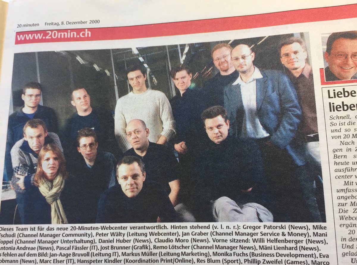 Aus dem Museum. Das Gründungsteam von <a href="/20min/">20 Minuten</a> Online. <a href="/hansi_voigt/">hansi_voigt</a> im weissen Pullover.