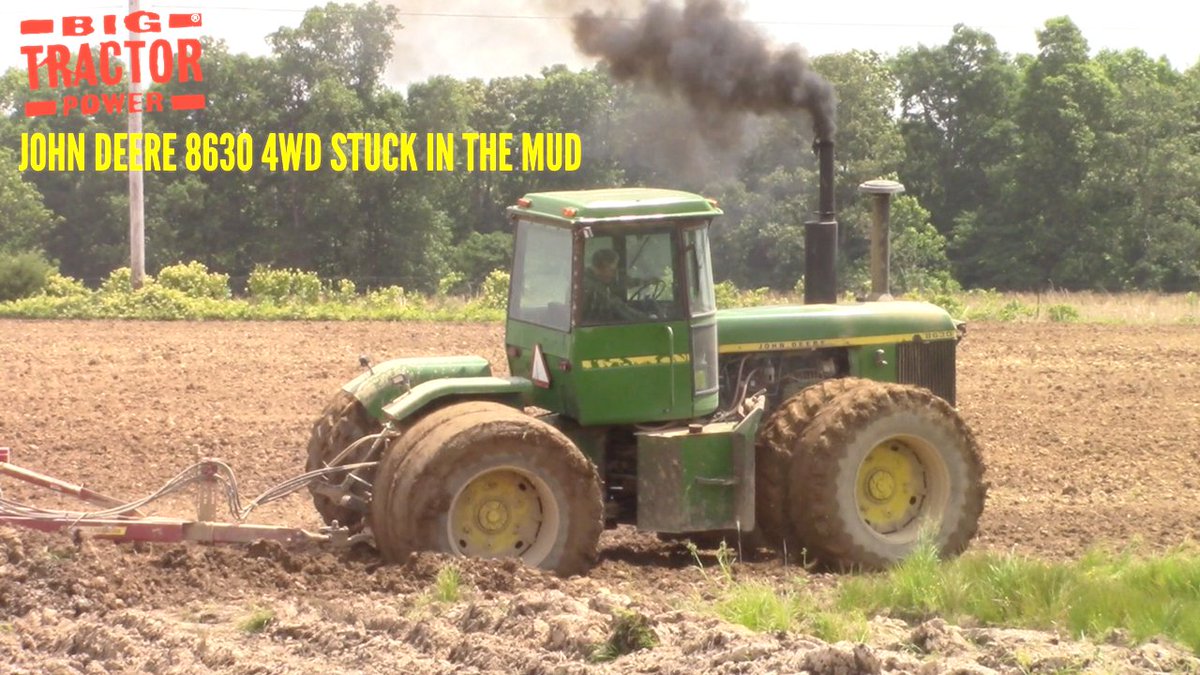 John Deere 8630 stuck in the mud.  New video on Big Tractor Power YouTube @ youtube.com/watch?v=s9PUpR…
